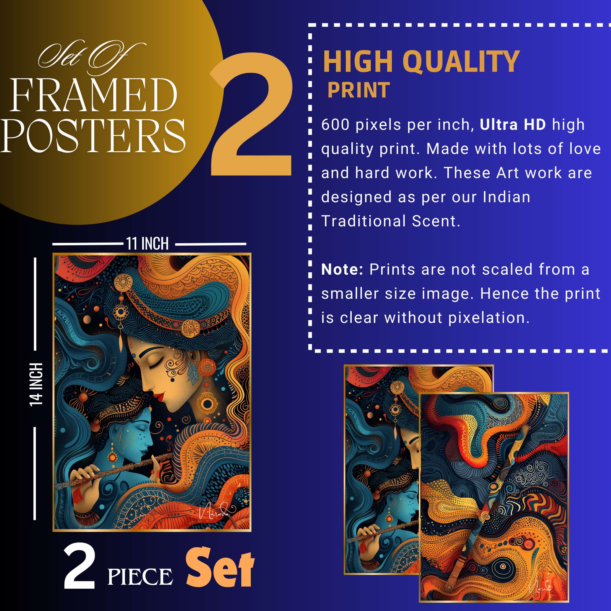 Set of Two Wall Paintings for Wall Dacoration Golden Framed Wall Paintings for Living Room & Bedroom Wall Art for Home Decoration & Office Wall Décor (14x11 inch CH-GD2-6) - Image 4