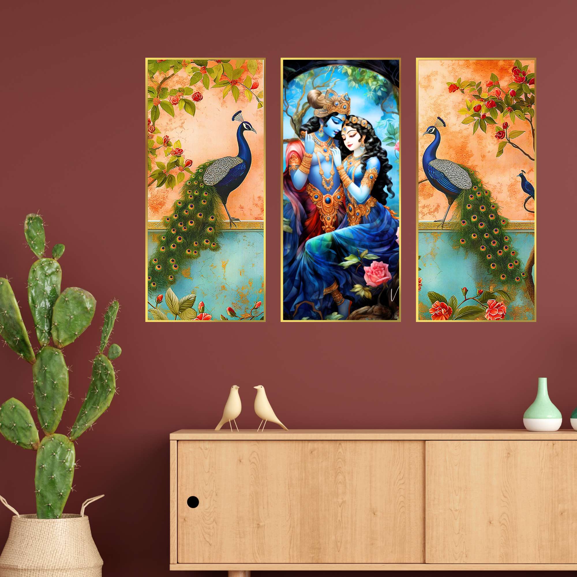 Set of Three large Wall Paintings for Wall Dacoration Golden Framed Wall Paintings for Living Room & Bedroom Wall Art for Home Decoration & Office Wall Décor (14x11 inch CH-LGD3-7) - Image 2