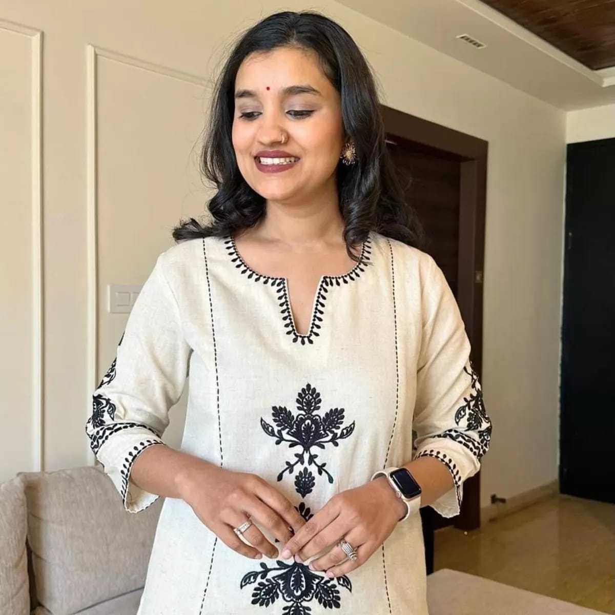 Ethnic Cotton Kurta Set for Women ? Straight Fit with Palazzo and Dupatta(L) - Image 7